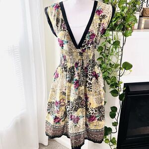 Floral and Animal Print Midi Dress. Size L. EUC.